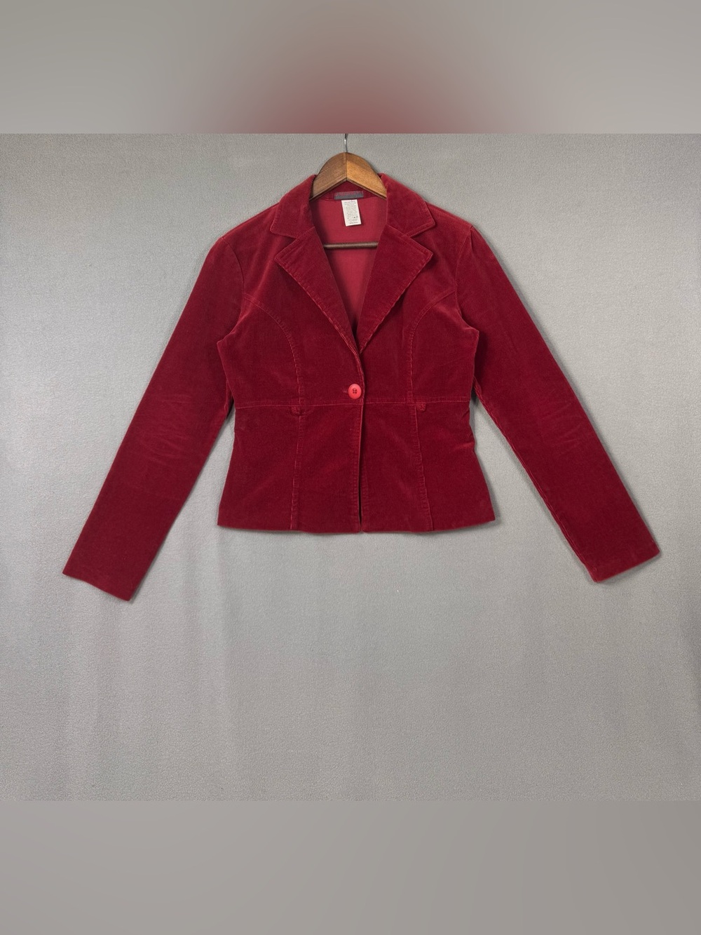 Vintage Y2K Mystic Deep Red Corduroy Single-Button Blazer, Medium